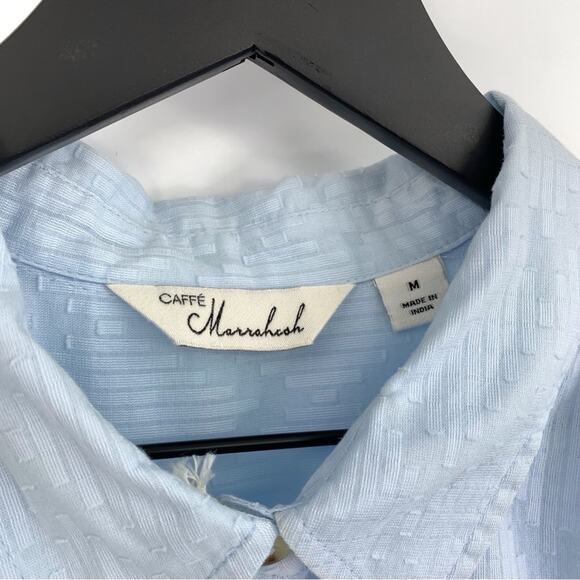 NWT CAFFE MARRAKESH Clipped Jacquard Button Down Shirt Light Blue M - Picture 5 of 11
